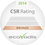 <p>Bronze - Score 42<br>
</p>
<p>"The
bronze category is
accessible only to companies situated among the
50% best noted by Ecovadis."
</p>