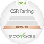 <p>Bronze - Score 42<br>
</p>
<p>"The
bronze category is
accessible only to companies situated among the
50% best noted by Ecovadis."
</p>