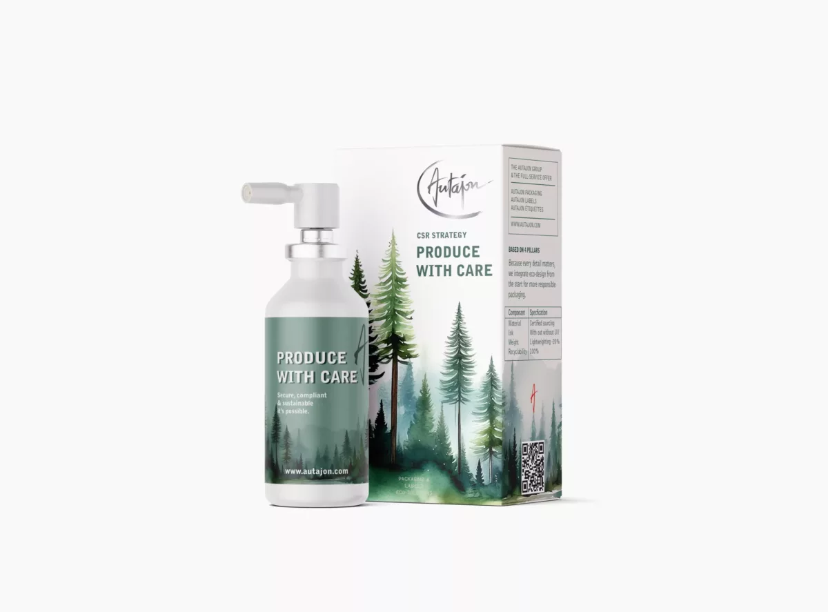 eco-design folding carton with matching label for medical tube